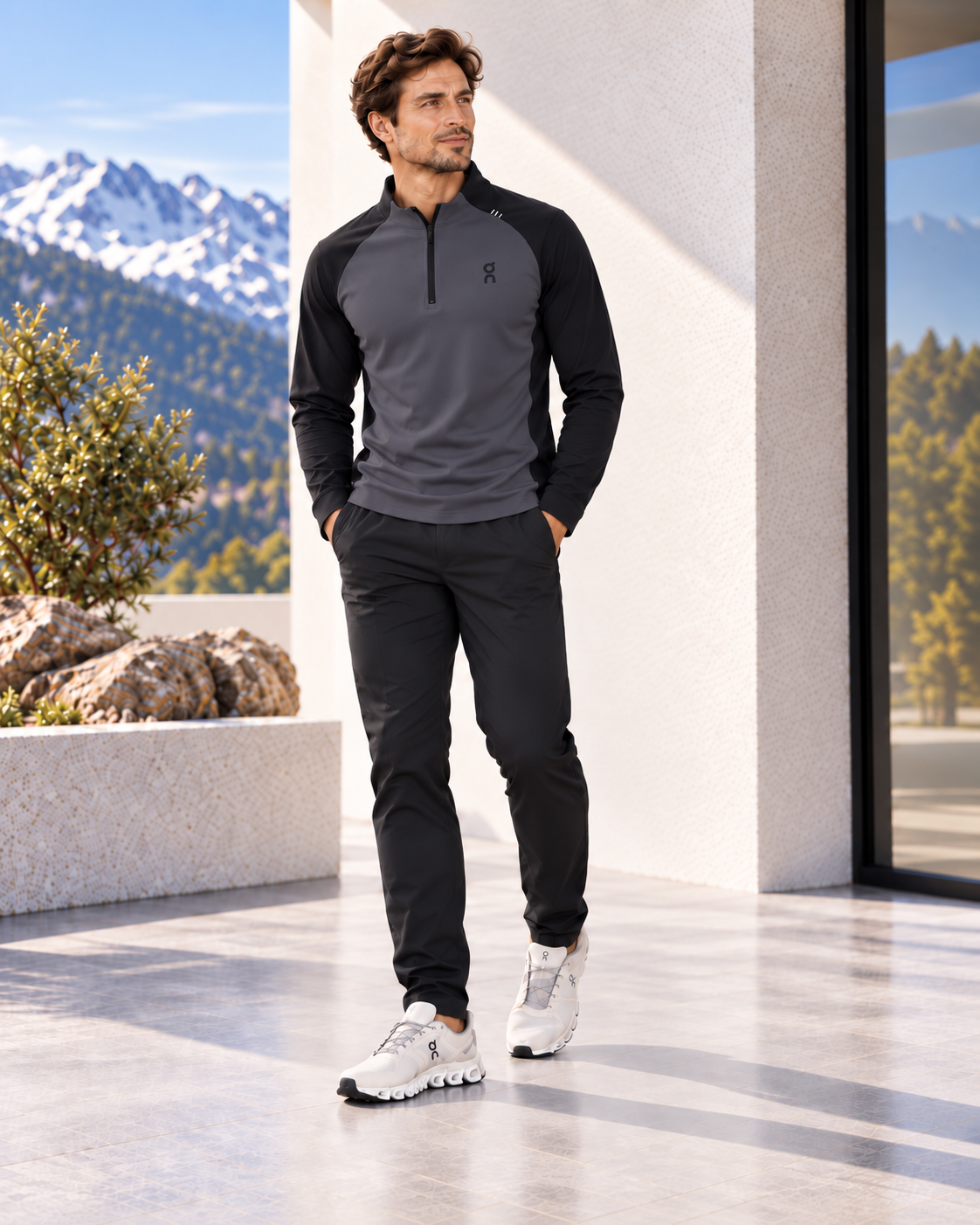 On Running ColourBlock Performance Quarter-Zip Fleece