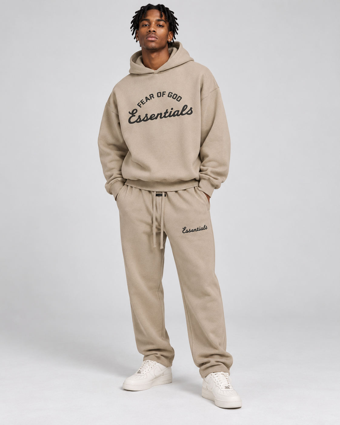 Essentials Vintage Script Logo Hoodie & Jogger Set