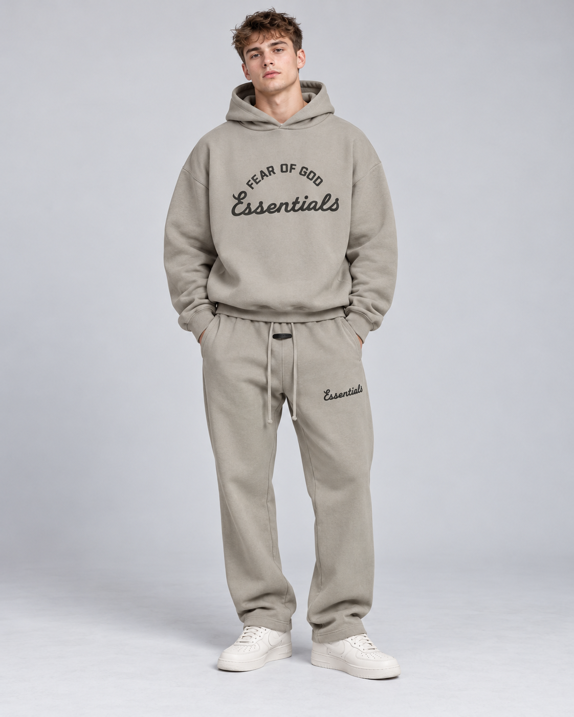 Essentials Vintage Script Logo Hoodie & Jogger Set