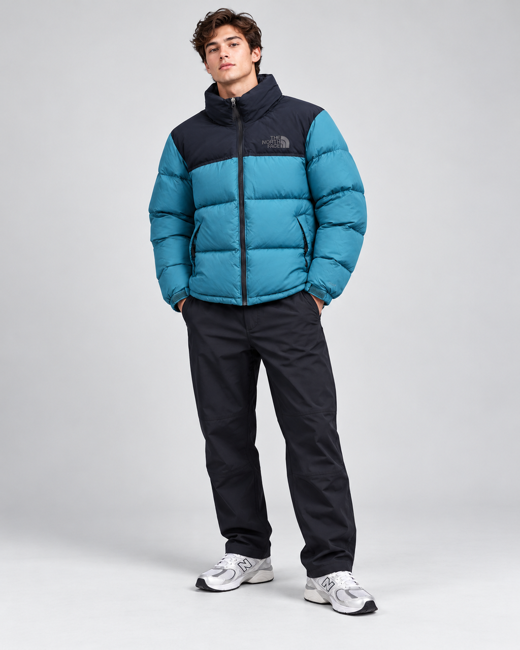 The North Face Men's 1996 Retro Nuptse Jacket - Navy Blue Turquoise