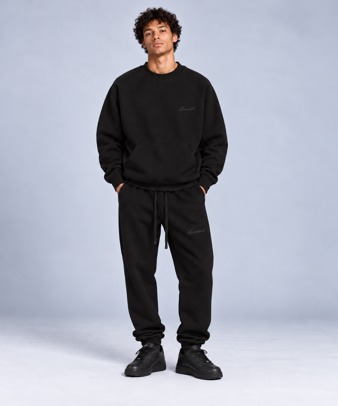 Essentials Script Logo Sweatshirt & Jogger Set