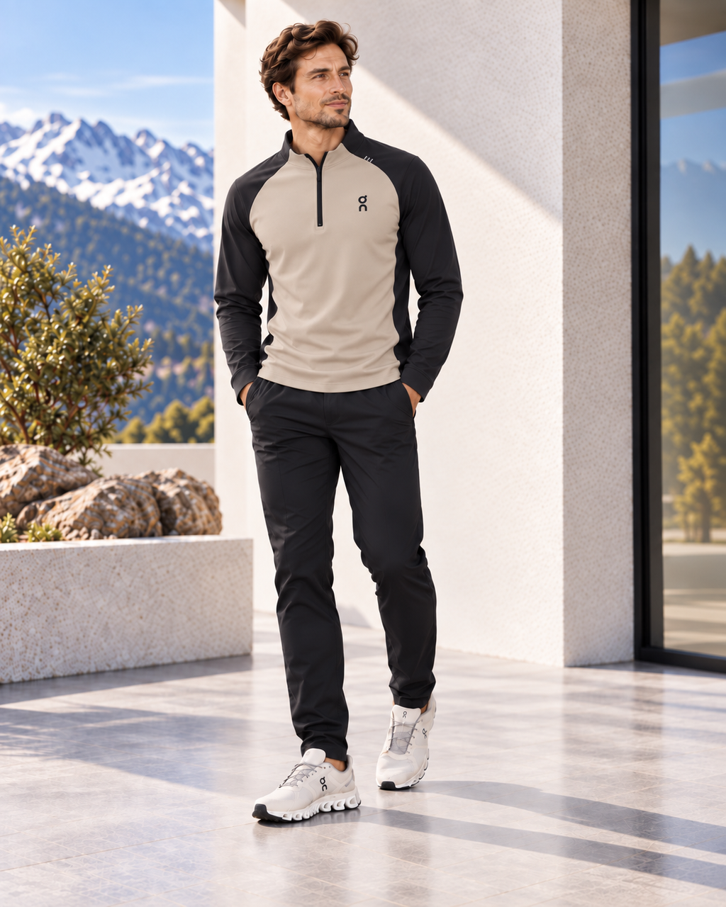 On Running ColourBlock Performance Quarter-Zip Fleece